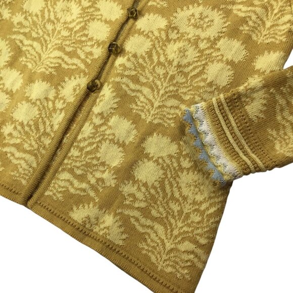 Oleana Cardigan Sweater Norway Norwegian Size L Wool Floral Knit Solveig Hisdal - Picture 8 of 12